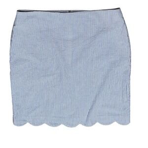 Talbots Seersucker Skirt Blue White Stripe Scallop Hem Casual Womens Size 12‎